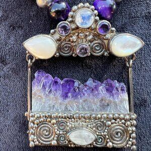 925 Sajen Amethyst Multi-Gemstone Landscape Necklace